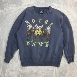 Vintage Galt Crew Notre Dame Sweatshirt Mens Large Faded Blue Distressed 90s